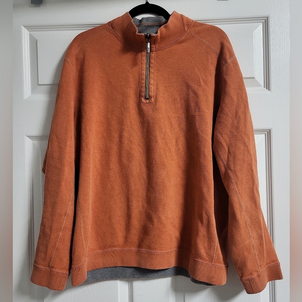 Tommy Bahama- Mens Orange Quarter-Zip Pullover - Size XL - EUC